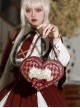 Ribbon Bowknot Rabbit Tea Party Burgundy Checkerboard Sweet Lolita Wine Red Heart-Shaped Handbag