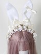 Alice Plush Bunny Ears Fairy Tale Style Cute Lace Ribbon Bowknot Sweet Lolita KC Headband