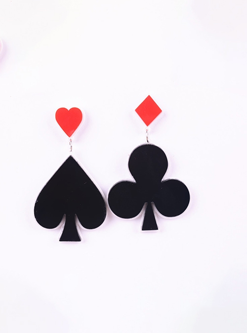 Exaggerated Playing Card Elements Spades Resin Plastic Clubs Kawaii Fashion Earrings