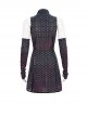 Punk Style Chinese Composite Elastic Cheongsam Mesh Black And Red Sleeveless Stand Collar Dress