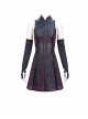 Punk Style Chinese Composite Elastic Cheongsam Mesh Black And Red Sleeveless Stand Collar Dress