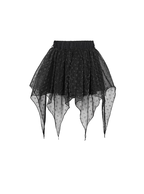 Punk Style Shiny Diamond Mesh With Hard Mesh Lining Black Ballet Skirt