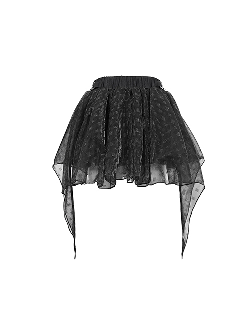 Punk Style Shiny Diamond Mesh With Hard Mesh Lining Black Ballet Skirt