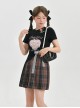 Cute Ballet Sweetheart Bear Print Creative Pin Collar Kawaii Fashion Soft Girl Irregular Short Sleeves Shirt