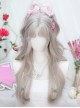 Moonlight Beige Gray Long Curly Hair Mid-Split Bangs Cute Idol Sweet Lolita Full Head Wig