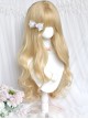 Antique Doll Platinum Blond Versatile Sweet Long Curly Hair Cute Flat Bangs Classic Lolita Full Head Wig