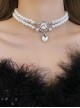 French Light Luxurious Shining Zircon Rhinestone Pendant Double Layered Pearl Classic Lolita Necklace