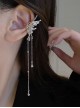 Sweet Cool Y2K Elegant Silver Metal Butterfly Tassel Elegant Punk Lolita Earrings Ear Bone Clip