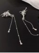 Sweet Cool Y2K Elegant Silver Metal Butterfly Tassel Elegant Punk Lolita Earrings Ear Bone Clip