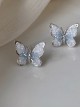 Gradient Water Blue Artificial Crystal Elegant Sweet Classic Lolita Daily Beautiful Butterfly Earrings