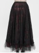 Gothic Style Exquisite Lace Floral Mesh With Ruffled Hem Black And Red Skirt