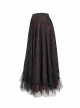 Gothic Style Exquisite Lace Floral Mesh With Ruffled Hem Black And Red Skirt