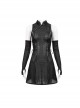 Punk Style Elastic Cheongsam High Collar Black Sleeveless Short Dress