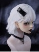 Subculture Punk Y2K Metal Butterfly Chain Spider Web Embroidery Gothic Lolita Black Wrinkled Leather Hairpin