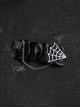 Subculture Punk Y2K Metal Butterfly Chain Spider Web Embroidery Gothic Lolita Black Wrinkled Leather Hairpin