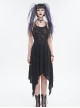 Punk Style Irregular Wool Pattern Chest Metal Chain Suspenders Black Backless Sleeveless Dress