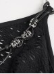 Punk Style Irregular Wool Pattern Chest Metal Chain Suspenders Black Backless Sleeveless Dress