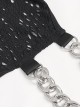 Punk Style Irregular Wool Pattern Chest Metal Chain Suspenders Black Backless Sleeveless Dress