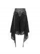 Punk Style Irregular Wool Pattern Chest Metal Chain Suspenders Black Backless Sleeveless Dress