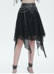 Punk Style Irregular Wool Pattern Chest Metal Chain Suspenders Black Backless Sleeveless Dress