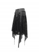 Punk Style Irregular Wool Pattern Chest Metal Chain Suspenders Black Backless Sleeveless Dress