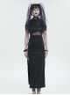 Punk Style Irregular Print Rubber Splicing Elastic Mesh Side Slit Black Daily Short Sleeved Dress