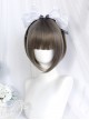 Magic Box Series Aoki Linen Cute Flat Bangs Gray Long Hair Double Ponytails Micro-Curl Sweet Lolita Wig