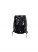 Gothic Style Shiny Leather Side Slit Eyelet Decoration Black Sexy Skirt