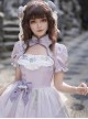 Sunny Window Series Chinese Style Cheongsam Collar Hollow Elegant Lilac Flower Embroidery Laght Purple Classic Lolita Dress