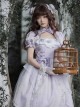 Sunny Window Series Chinese Style Cheongsam Collar Hollow Elegant Lilac Flower Embroidery Laght Purple Classic Lolita Dress