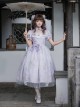 Sunny Window Series Chinese Style Cheongsam Collar Hollow Elegant Lilac Flower Embroidery Laght Purple Classic Lolita Dress