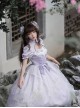 Sunny Window Series Chinese Style Cheongsam Collar Hollow Elegant Lilac Flower Embroidery Laght Purple Classic Lolita Dress