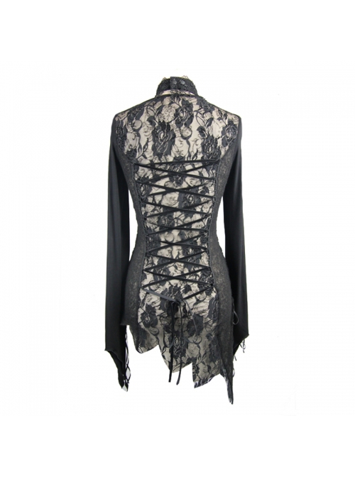 Gothic Style Warm Knitted Wool With Asymmetric Stretch Rose Embroidery Black Long Sleeve Daily Sweater