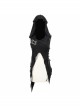 Punk Style Personality Asymmetrical Wool Raw Edge With Leather Side Eyelet Design Black Chest Wrap Lace Cape