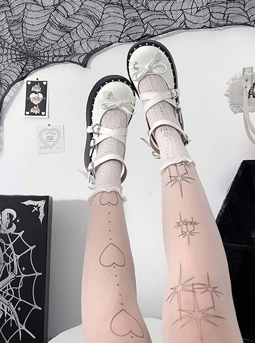 Hunting Angel Series Hottie 3D Rivet Bowknot Devil Wings Cross Shoelaces Punk Lolita Thick Sole Mary Jane Shoes