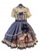 Shoemaker Elf Series Cute Fairy Tale Style Elegant Blue Ribbon Bowknot Ruffles Mesh Yarn Sweet Lolita Sleeveless Dress