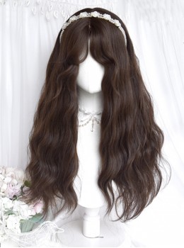 Sleepwalking Notes Series Versatile Brown Long Woolly Curly Hair Cute Bangs Sweet Lolita Daily Wig