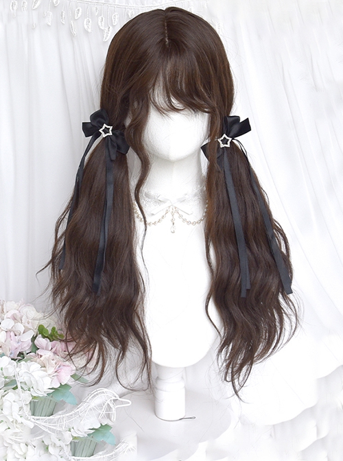 Sleepwalking Notes Series Versatile Brown Long Woolly Curly Hair Cute Bangs Sweet Lolita Daily Wig