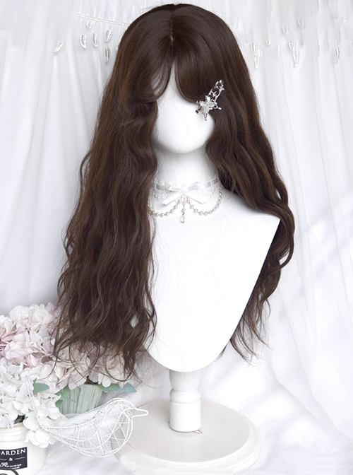 Sleepwalking Notes Series Versatile Brown Long Woolly Curly Hair Cute Bangs Sweet Lolita Daily Wig