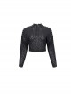 Punk Style Warm Wool And Leather Dropped Shoulders Eyelet Tie Rope Design Black Zipper Long Sleeve Sweater