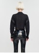 Punk Style Warm Wool And Leather Dropped Shoulders Eyelet Tie Rope Design Black Zipper Long Sleeve Sweater