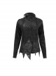 Punk Style Decadent Imitation Plush Patchwork Ripped Knit Shoulder Eyelet Tied With Irregular Hem Black Long Sleeved Warm Sweater