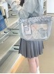 Elegant Romantic Glossy Satin Ruffles Transparent Layer Itabag Kawaii Fashion Crossbody Soft Tote Bag