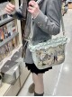 Elegant Romantic Glossy Satin Ruffles Transparent Layer Itabag Kawaii Fashion Crossbody Soft Tote Bag