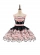 Throbbing Potion Series Black Pink Magic Embroidery Print Splicing Mesh Yarn Sweet Lolita Sleeveless Dress Magic Hat Set