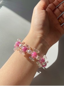 Japanese Harajuku Style Laser Resin Candy Pearl Chain Cute Girl Kawaii Fashion Colorful Bracelet