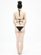 Punk Style Sexy Suspender Neck Half Hollow Chest Four Corners Galaxy Strap Black Bikini Swimsuit Suit