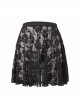 Gothic Style Sexy Rose Lace Micro-Transparent Mesh Fabric Waist Elastic Elastic Design Black Swimsuit Skirt