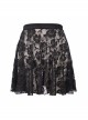 Gothic Style Sexy Rose Lace Micro-Transparent Mesh Fabric Waist Elastic Elastic Design Black Swimsuit Skirt