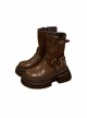 American Retro Western Cowboy Brown Trendy Versatile Cool Steampunk Lolita Round Toe Thick Sole Martin Boots